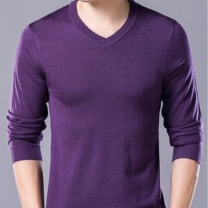 Brooks Brothers 100% cotton V neck purple sweater